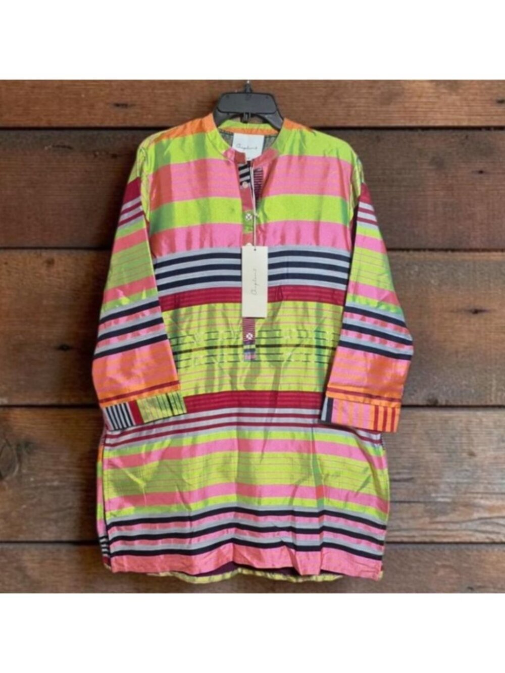 NWT Chapter 2 by Khaadi Multicolor Striped Silk Blend Tunic Kurta Dress Medium M